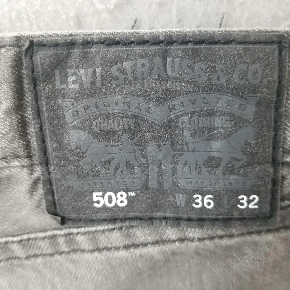 Levis 508 Jeans Mens 36x32‎ Gray Denim Regular Tapered Leg Casual Light Wash